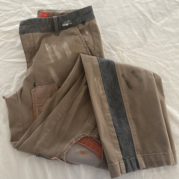 Anthropologie Pilcro & Letterpress Hyphen Patched Chinos Pant SZ26 Patchwork - Picture 11 of 11